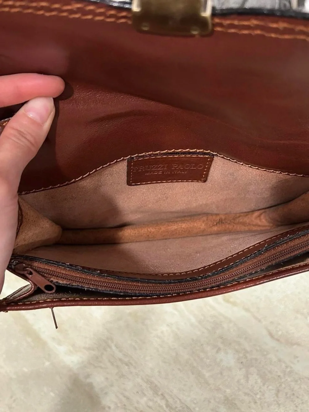 Large Brown Leather Clutch Bag